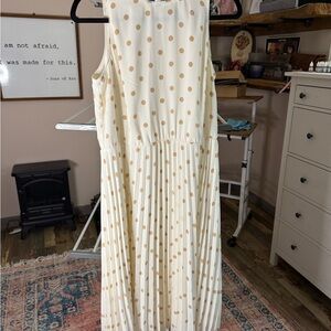 Polka Dot Sleeveless Dress - Cream and Tan Ann Taylor